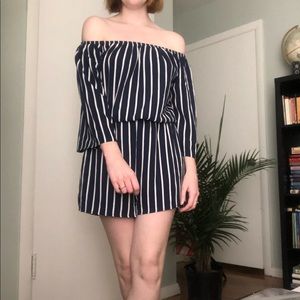 Navy Striped Romper